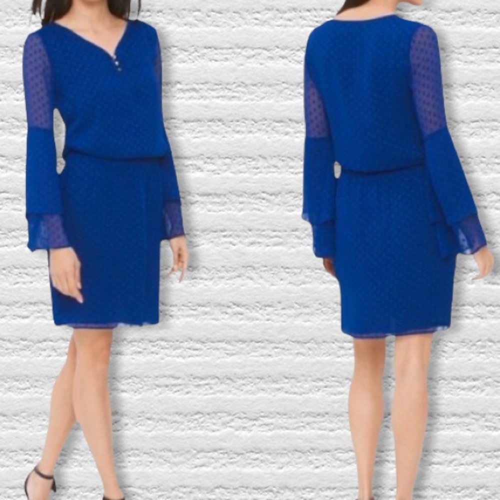 WHITE HOUSE BLACK MARKET | SIZE: 4 | STUNNING LINED CLIPPED POLKA DOT DRESS